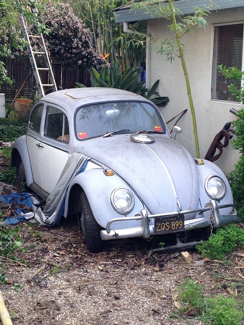 As-found on the side yard of my son's next door neighbor's side yard several weeks ago. It had been sitting awhile.